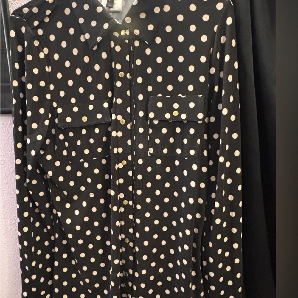 BCBGMaxAzria Black and White Polka Dot Blouse